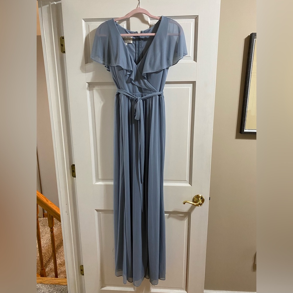 Azazie Jael Dusty Blue Dress Unaltered